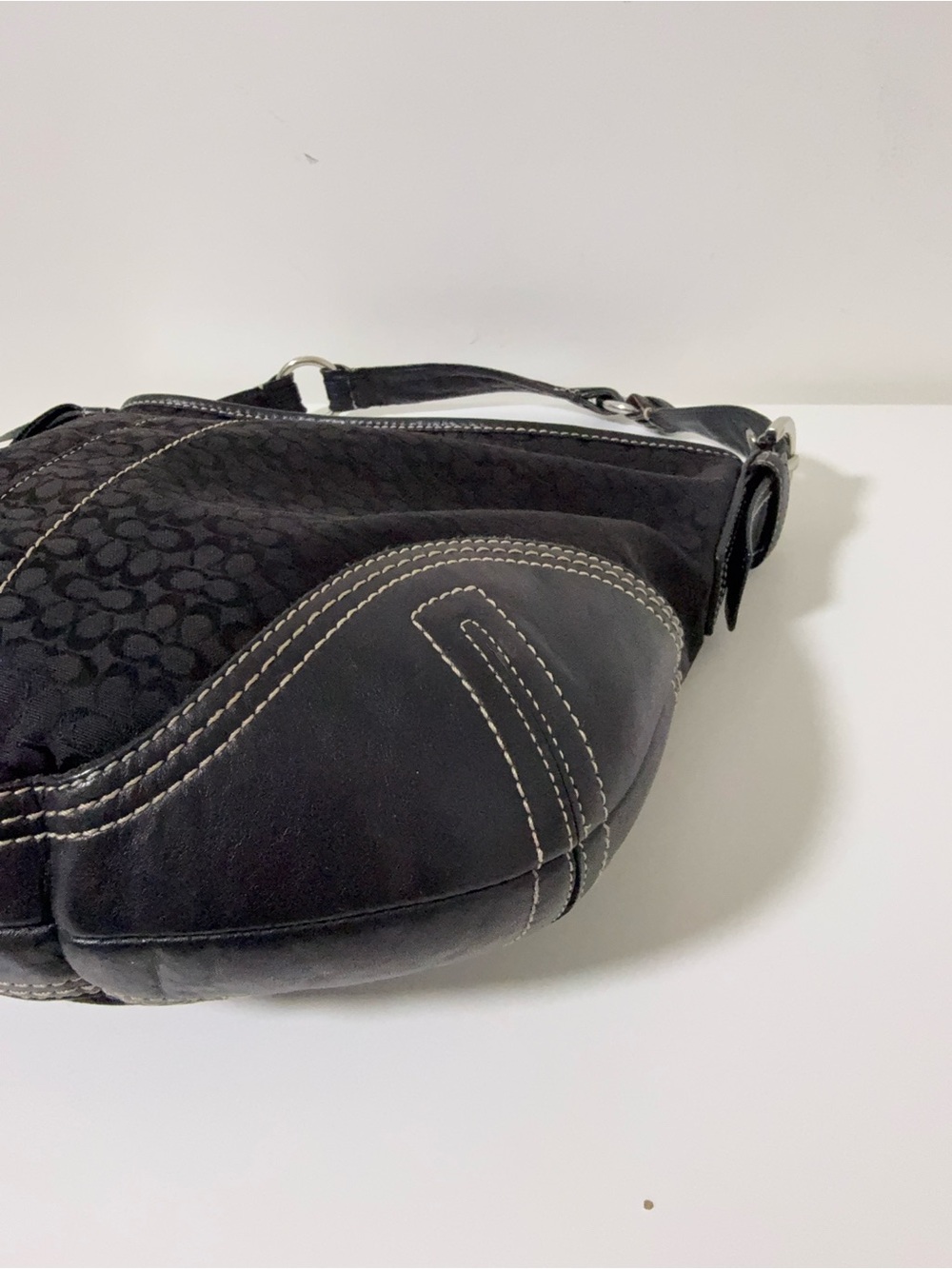 Coach Hobo Signature Shoulder Bag Black Jacquard/Leather - Picture 10 of 15